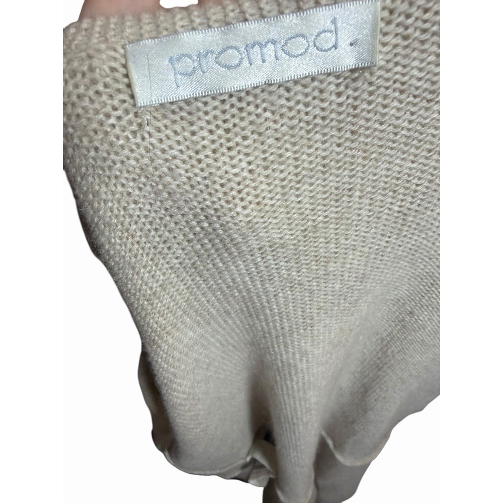 Promod Angora Blend Ruffle Cardigan Sweater Tie Front Beige Neutral Women's S - Picture 10 of 12